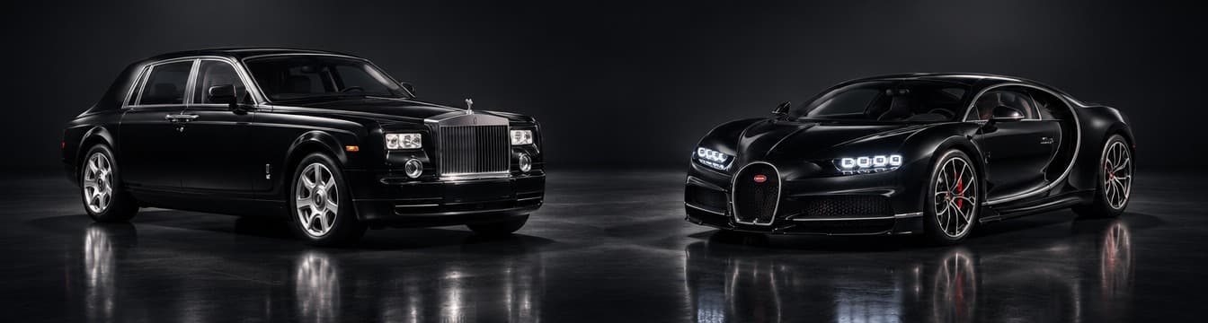 Rolls-Royce Phantom and Bugatti Chiron from the Platinum Executive Travel fleet